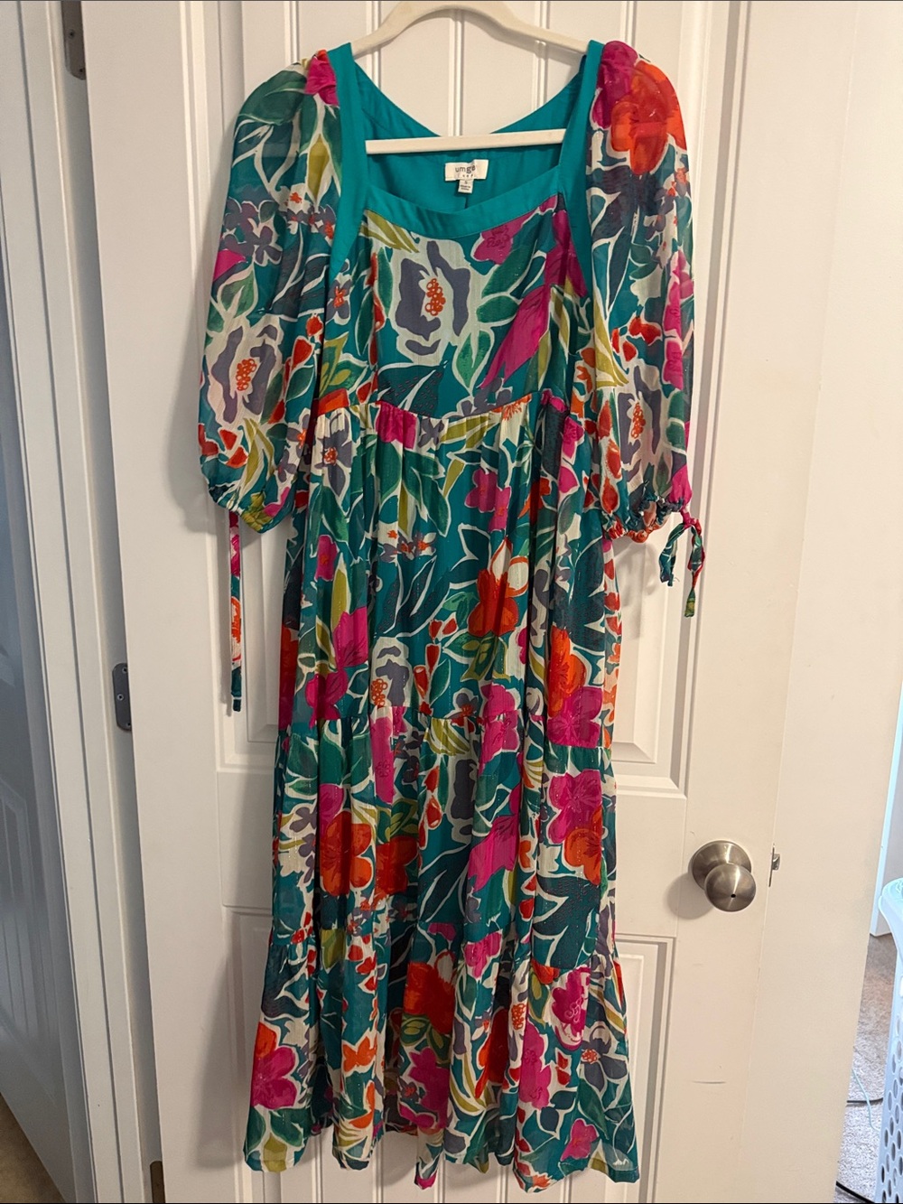 Umgee Teal Floral Maxi Dress